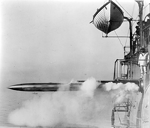 Torpedo cruiser firing a torpedo