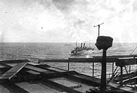 Photo # NH 44754:  USS Great Northern underway in the Atlantic, seen from the masthead of another ship, 1918