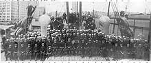 Photo # NH 99072:  Panoramic photograph of USS Henry R. Mallory's Officers and Crew, March 1919.