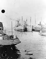 Photo # NH 101993:  USS Lake Bridge with other ships, during World War I