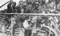Photo # NH 107034:  Homeward bound Soldiers on board USS Koningin der Nederlanden in 1919