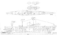 An preliminary design plan for an Escort Research Ship probably produced in March 1959.