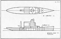 A preliminary design of a new-construction auxiliary with six liquid-fueled Jupiter missiles that replaced EAG 155 in November 1956.