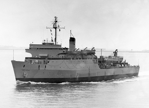 USNS Point Barrow (T-AKD 1) on 18 September 1959.