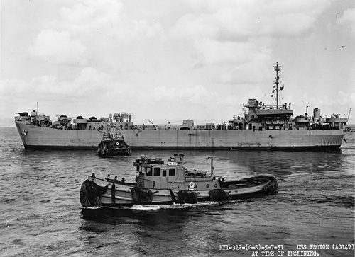 USS <I>Proton</I> (AG 147) on 7 May 1951.