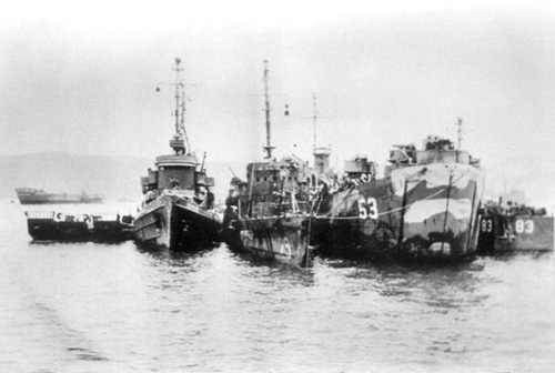 USS LST 53 at Kerama Retto in May-June 1945.